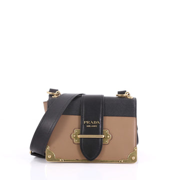 Prada Cahier Crossbody Bag City Calf and Saffiano Leather Brown 410441