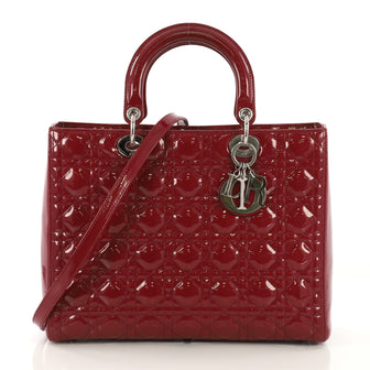 Christian Dior Lady Dior Handbag Cannage Quilt Patent Large 410471