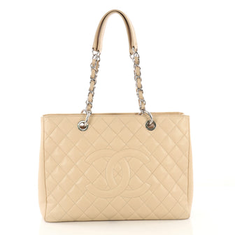 Chanel Grand Shopping Tote Quilted Caviar Neutral 410861