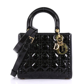 Christian Dior Lady Dior Handbag Cannage Quilt Patent Medium 410871