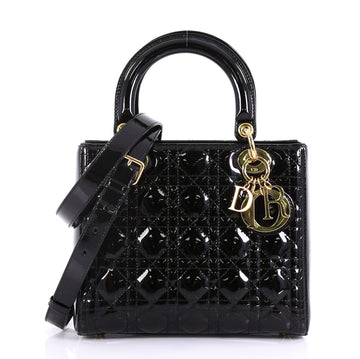 Christian Dior Lady Dior Handbag Cannage Quilt Patent Medium 410871