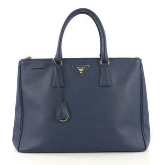 Prada Double Zip Lux Tote Saffiano Leather Large Blue 410895