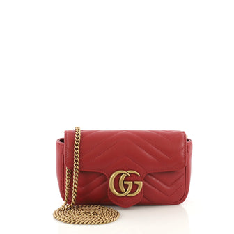 Gucci GG Marmont Flap Bag Matelasse Leather Super Mini Red 410901