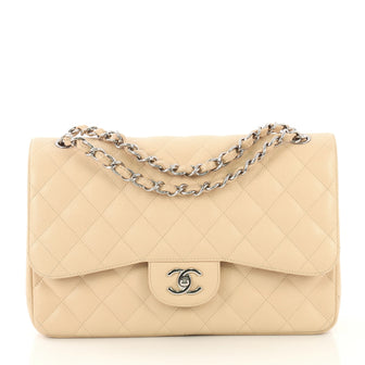 Chanel Model: Classic Double Flap Bag Quilted Caviar Jumbo Neutral 41091/1