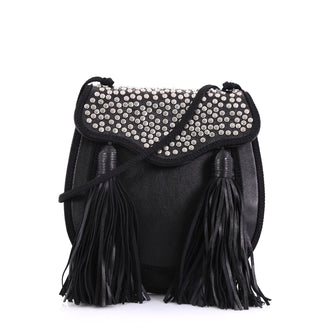 Saint Laurent Opium 2 Shoulder Bag Studded Leather Small Black 410951