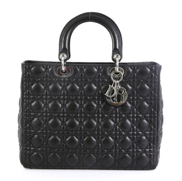 Christian Dior Lady Dior Handbag Cannage Quilt Lambskin Large