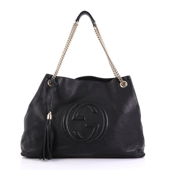 Gucci Soho Chain Strap Shoulder Bag Leather Large Black 411025