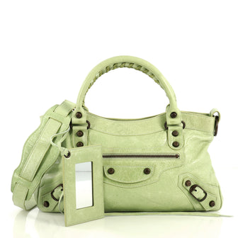 Balenciaga First Classic Studs Bag Leather Green 411071