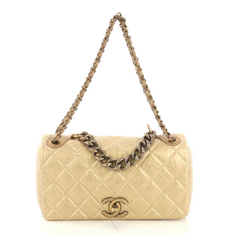Chanel Pondichery Flap Bag Quilted Aged Calfskin Medium Gold 411109