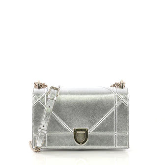 Christian Dior Diorama Flap Bag Calfskin Medium Silver 4111218