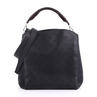 Louis Vuitton Babylone Handbag Mahina Leather PM Black 411121