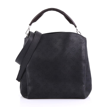 Louis Vuitton Babylone Handbag Mahina Leather PM Black 411121