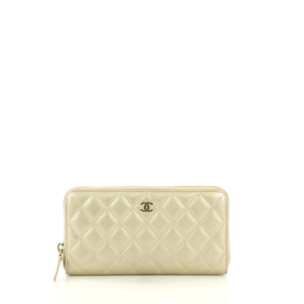 Chanel Zip Around Wallet Quilted Caviar Long Gold 4111227