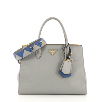 Prada Esplanade Handbag Saffiano Leather Medium Gray 4111229