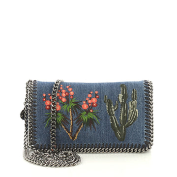 Stella McCartney Falabella Flap Crossbody Bag Embroidered Blue 411161