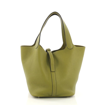Hermes Picotin Handbag Clemence MM Green 411311