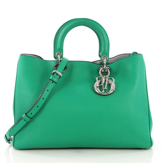Christian Dior Diorissimo Tote Pebbled Leather Large Green 411404
