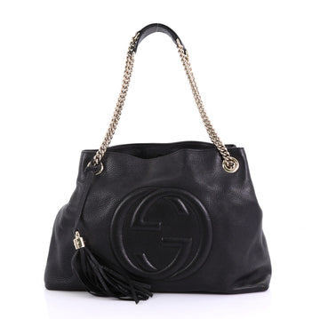 Gucci Soho Chain Strap Shoulder Bag Leather Medium Black 411421