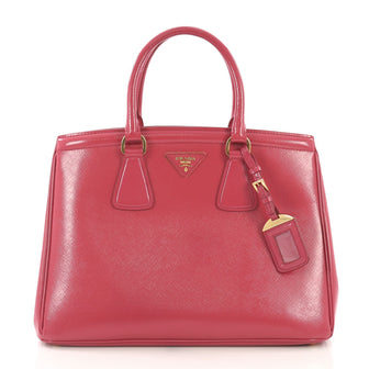 Prada Parabole Handbag Vernice Saffiano Leather Medium Pink 411431