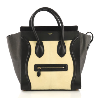 Celine Tricolor Luggage Handbag Pony Hair and Leather Mini 4115616