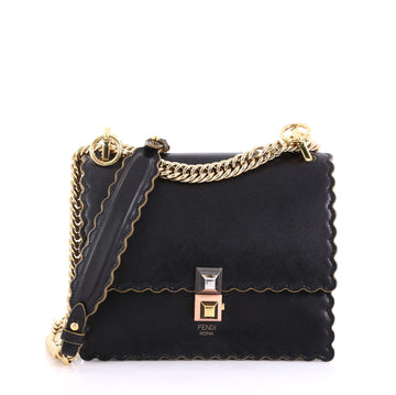 Fendi Kan I Handbag Leather Small Black 4115621