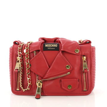 Moschino Biker Bag Leather Medium Red 4115625