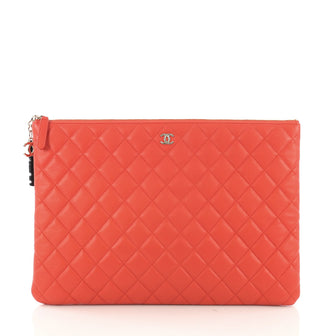 Chanel CC Casino O Case Clutch Quilted Lambskin Large Red 4115634