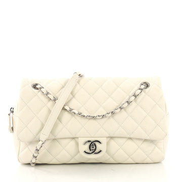 Chanel Easy Flap Bag Quilted Caviar Jumbo White 4115640