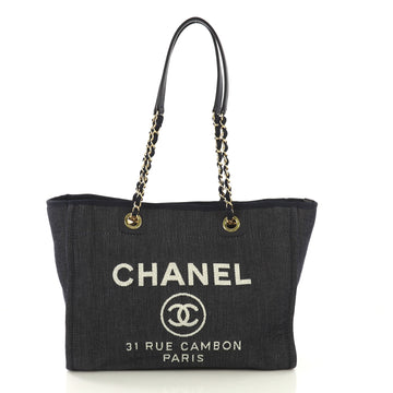 Chanel Deauville Chain Tote Denim Small Blue 4115641