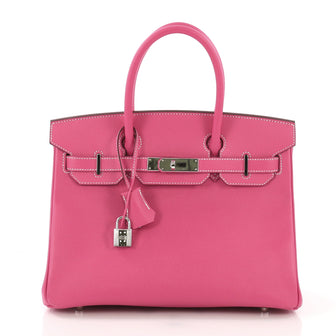 Hermes Birkin Handbag Pink Epsom with Palladium Hardware 30 411569