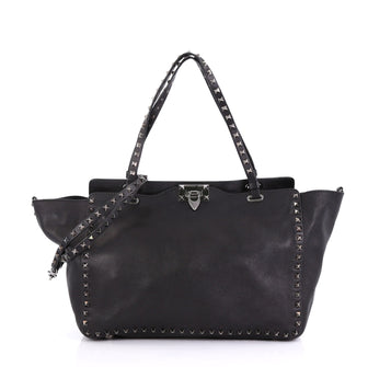 Valentino Rockstud Tote Soft Leather Medium Black 411611