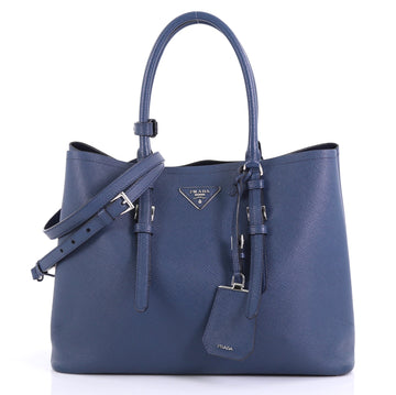 Prada Cuir Covered Strap Double Tote Saffiano Leather Medium 411671