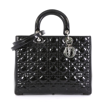 Christian Dior Lady Dior Handbag Cannage Quilt Patent Large