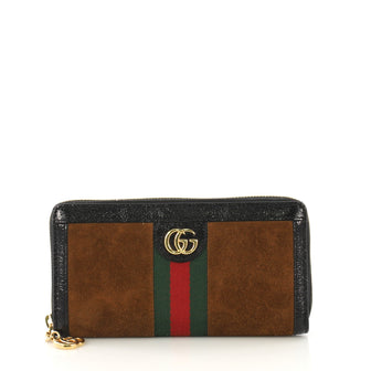Gucci Ophidia Zip Around Wallet Suede Brown 411711