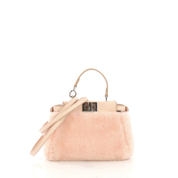 Fendi Peekaboo Bag Shearling Micro Pink 411771