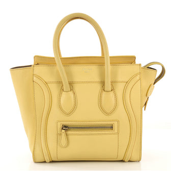 Celine Luggage Handbag Smooth Leather Micro Yellow 411861