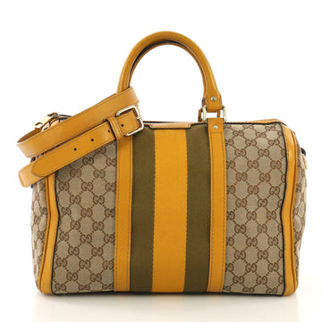 Gucci Vintage Web Boston Bag GG Canvas Medium Brown 411901