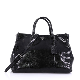 Prada Double Zip Lux Tote Python Large Black 411911