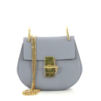 Chloe Drew Crossbody Bag Leather Mini Blue 4122001
