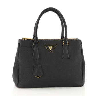 Prada Double Zip Lux Tote Saffiano Leather Small Black 412211