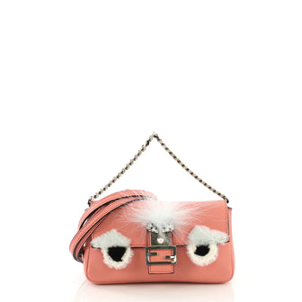 Fendi Monster Baguette Leather and Fur Micro Pink 412251
