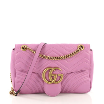 Gucci GG Marmont Flap Bag Matelasse Leather Medium Purple 412333