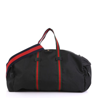 Gucci Animalier Web Duffle Bag Techno Canvas Large Black 412421
