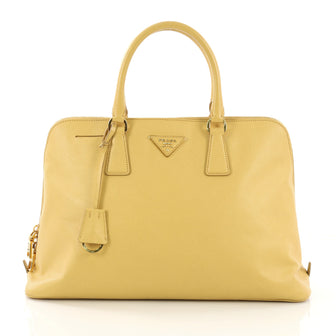 Prada Promenade Handbag Saffiano Leather Large Yellow 412535
