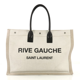 Saint Laurent Rive Gauche Shopper Tote Canvas Large Neutral 4125420