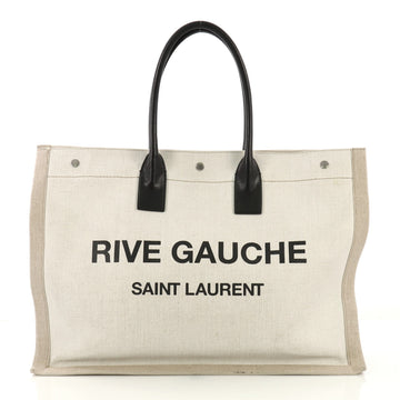 Saint Laurent Rive Gauche Shopper Tote Canvas Large Neutral 4125420