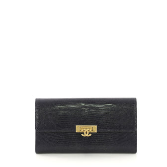 Chanel Golden Class Wallet Lizard Blue 4125434