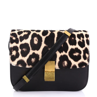 Celine Classic Box Bag Leather with Pony Hair Medium Black 4125443
