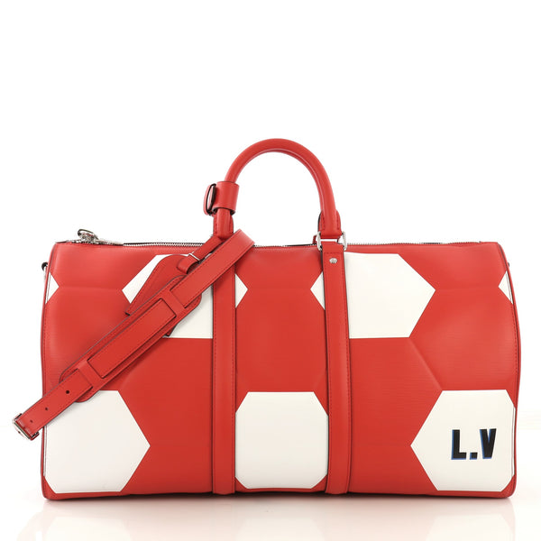 Louis Vuitton - FIFA World Cup Red & White Leather Keepall Bandouliere 50