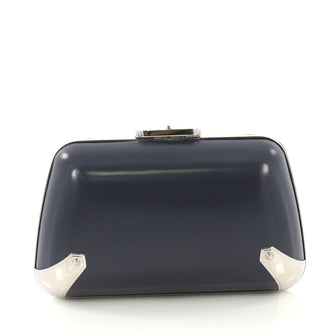Balenciaga Hard Case Clutch Leather with Metal Detail Small 412571